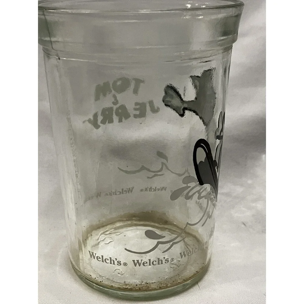 Tom & Jerry Welch’s Drinking Glass Tom Surfing Waves 1990 Jelly Jar VTG Cartoons